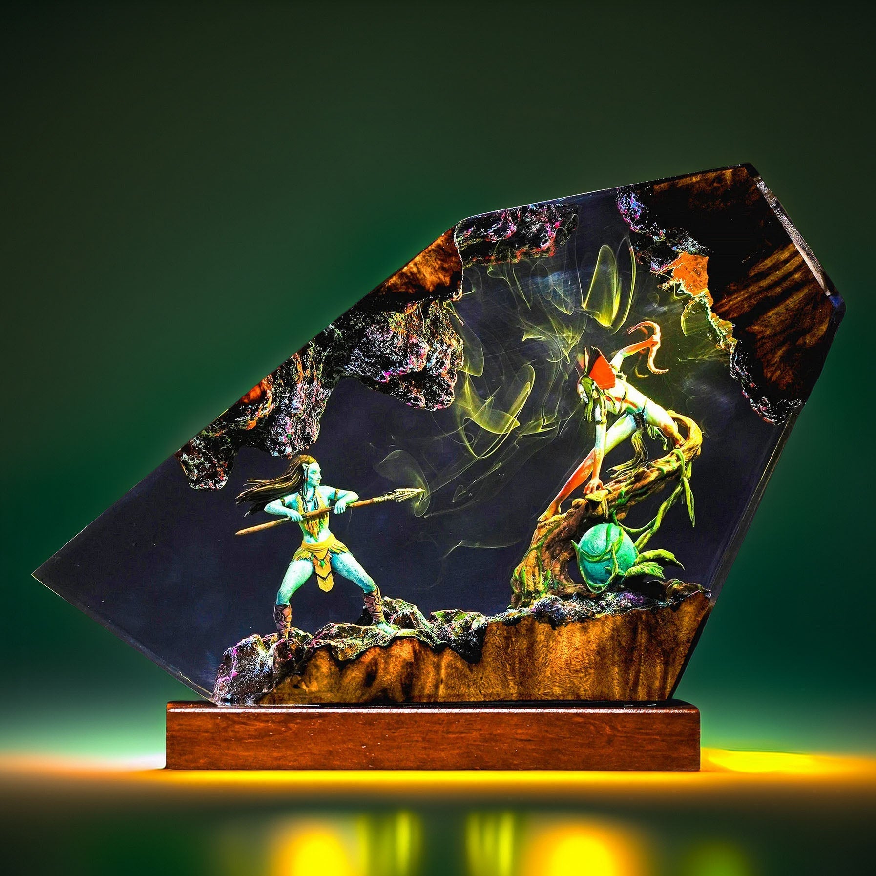 Blue Native Warrior & Hero Resin Lamp