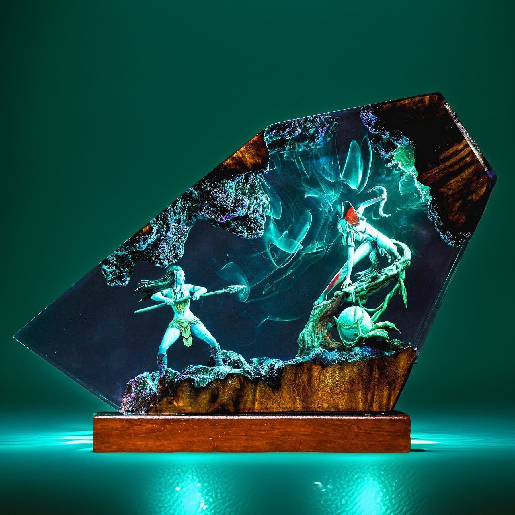 Blue Native Warrior & Hero Resin Lamp