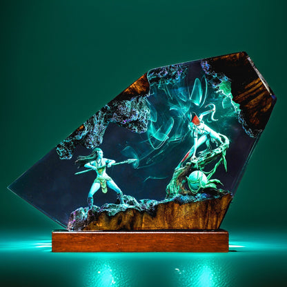 Blue Native Warrior & Hero Resin Lamp