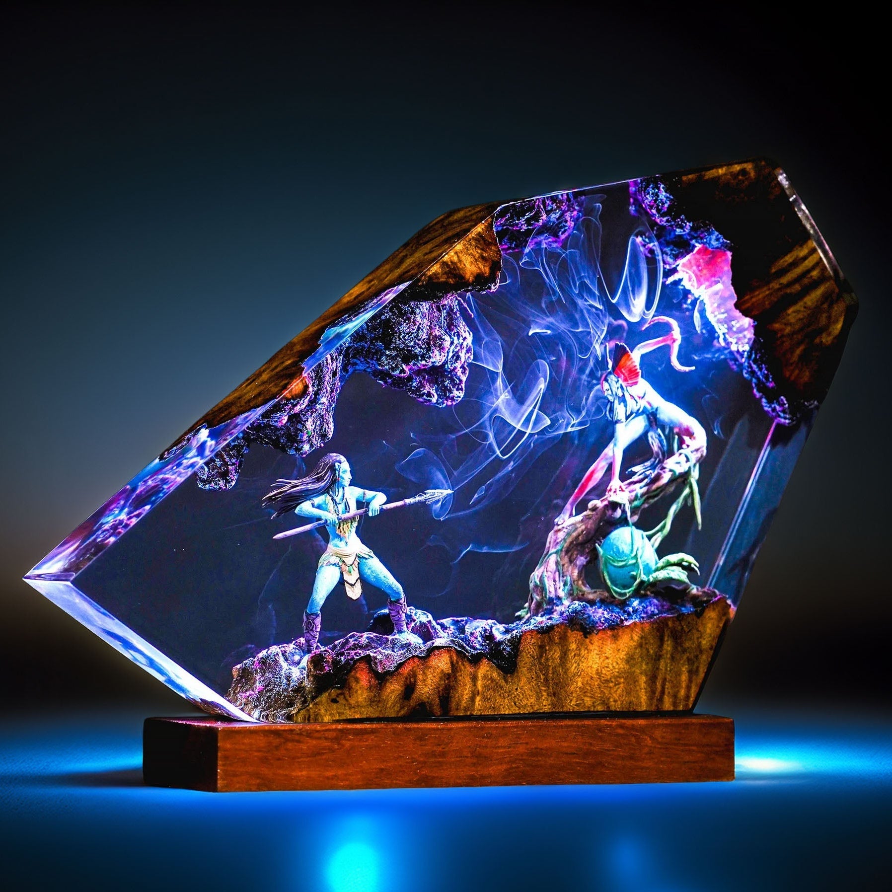 Blue Native Warrior & Hero Resin Lamp