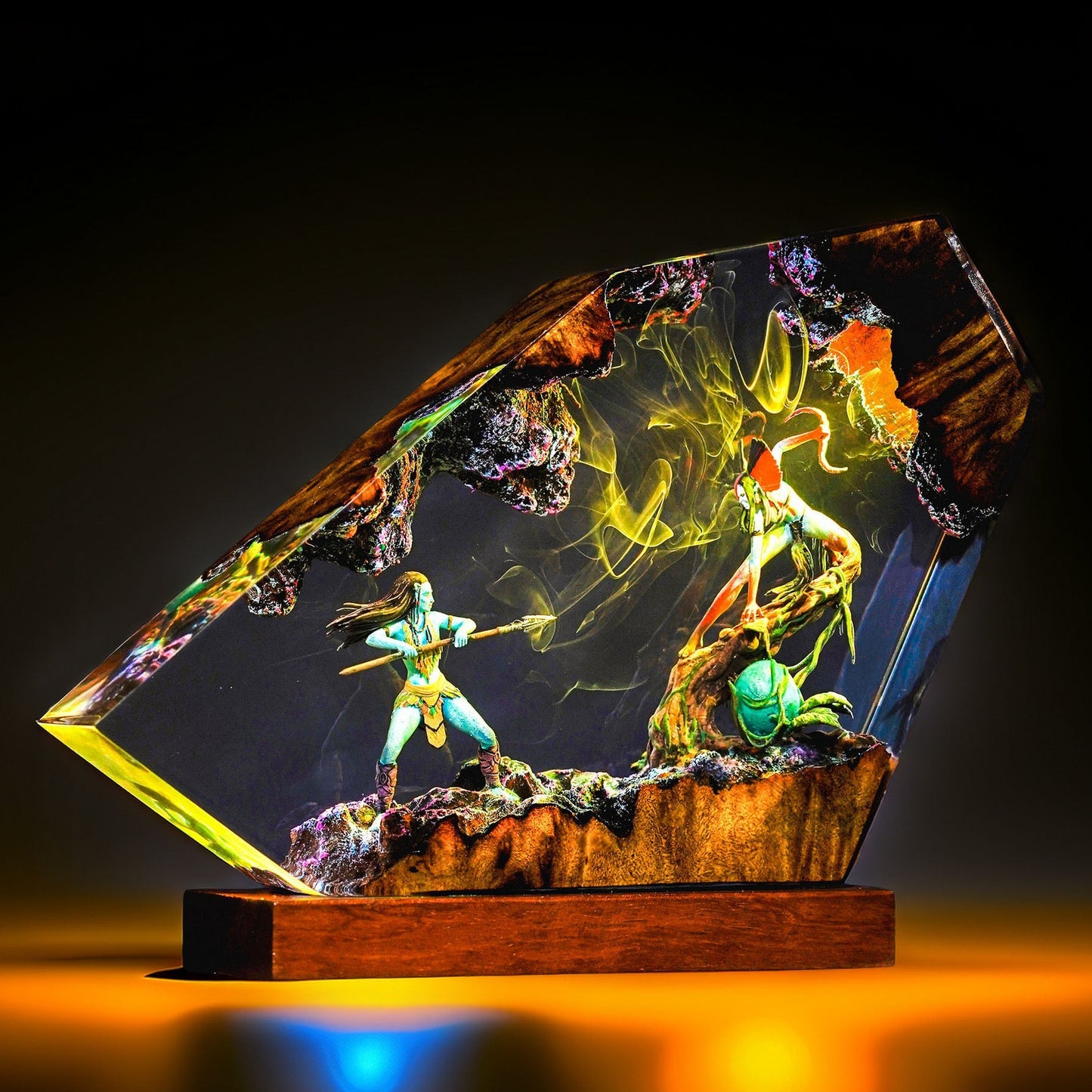 Blue Native Warrior & Hero Resin Lamp