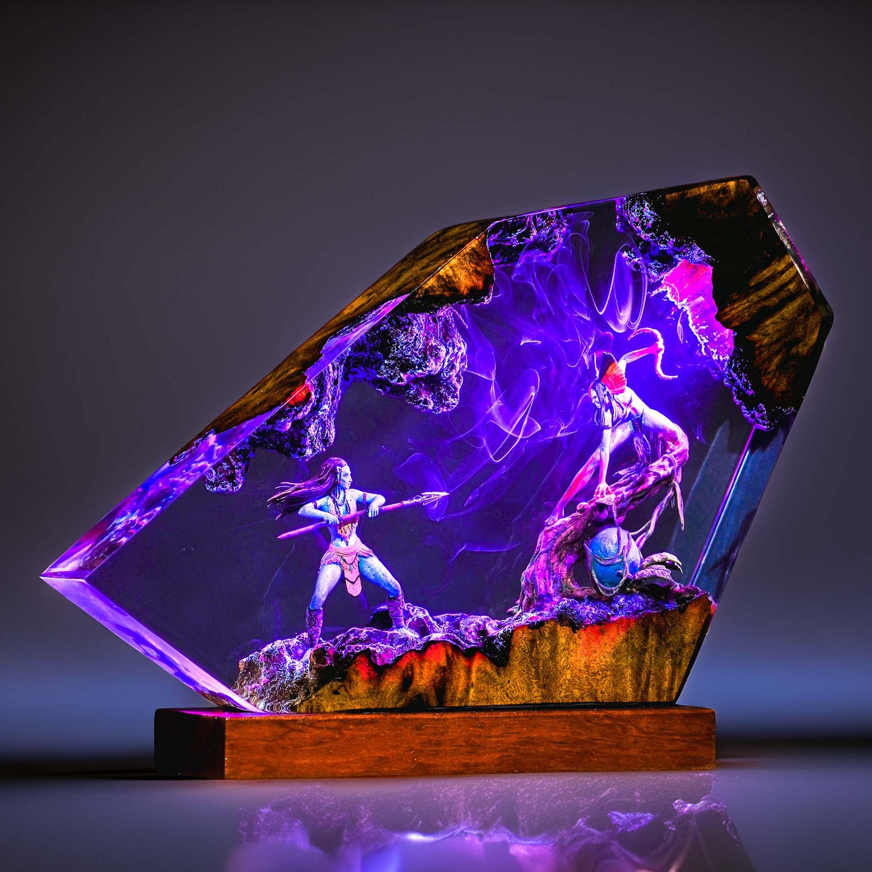 Blue Native Warrior & Hero Resin Lamp