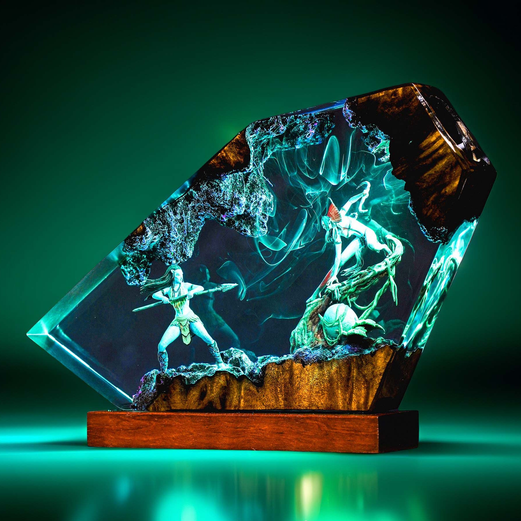 Blue Native Warrior & Hero Resin Lamp