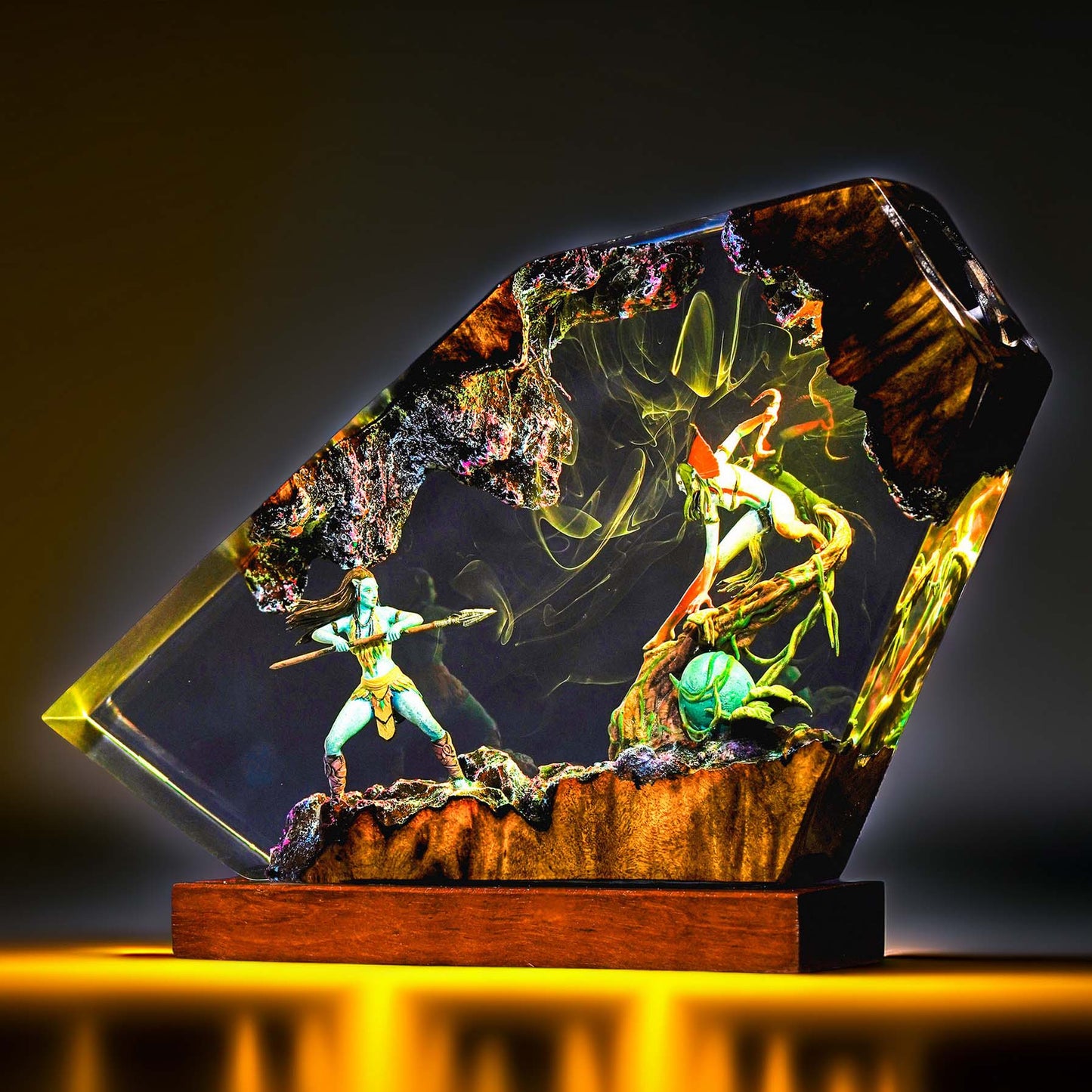 Blue Native Warrior & Hero Resin Lamp