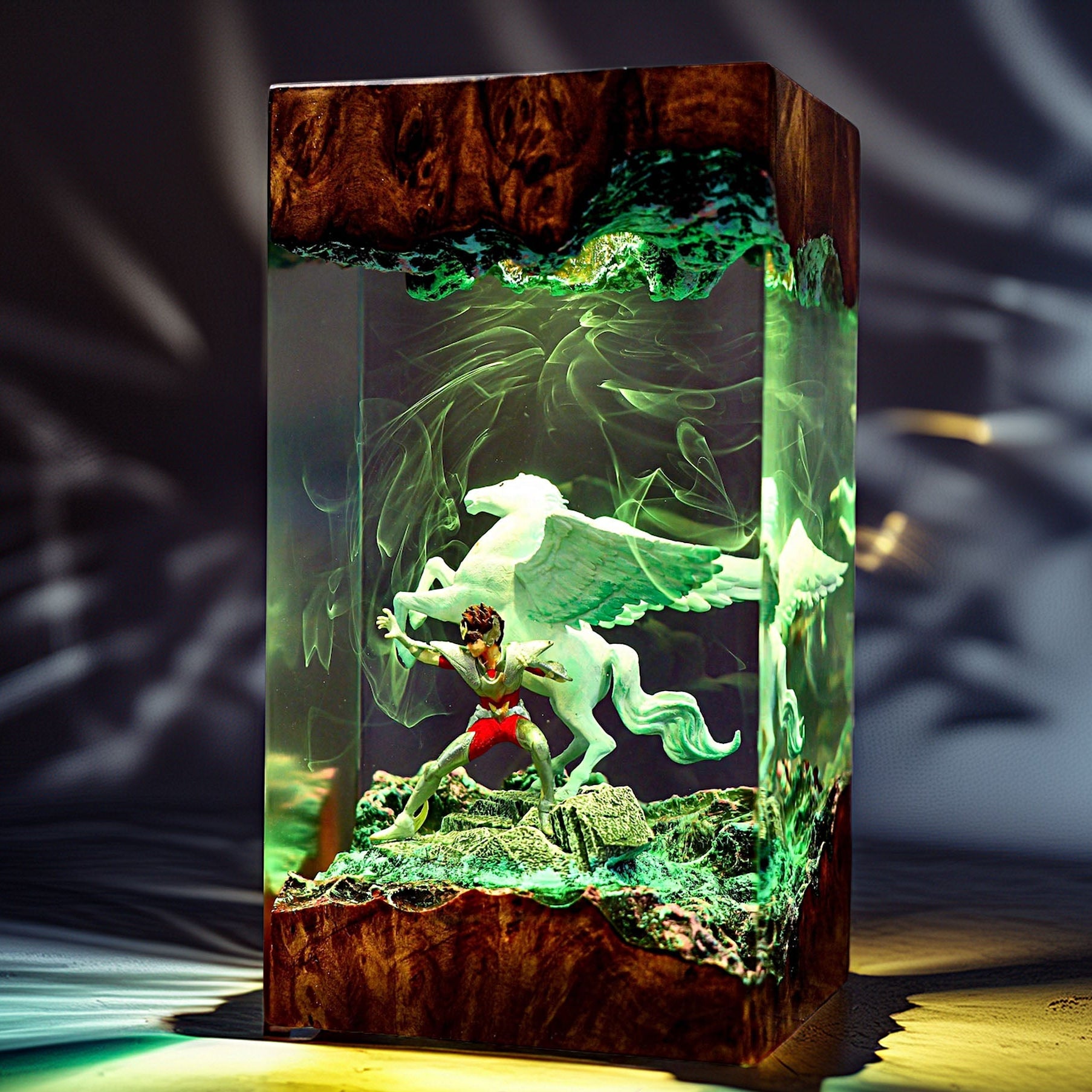 Winged Cosmic Knight Resin Lamp