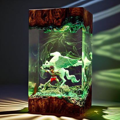Winged Cosmic Knight Resin Lamp