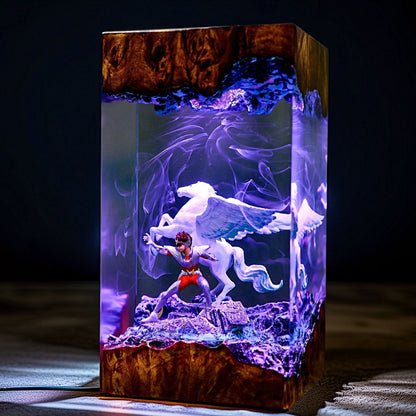 Winged Cosmic Knight Resin Lamp