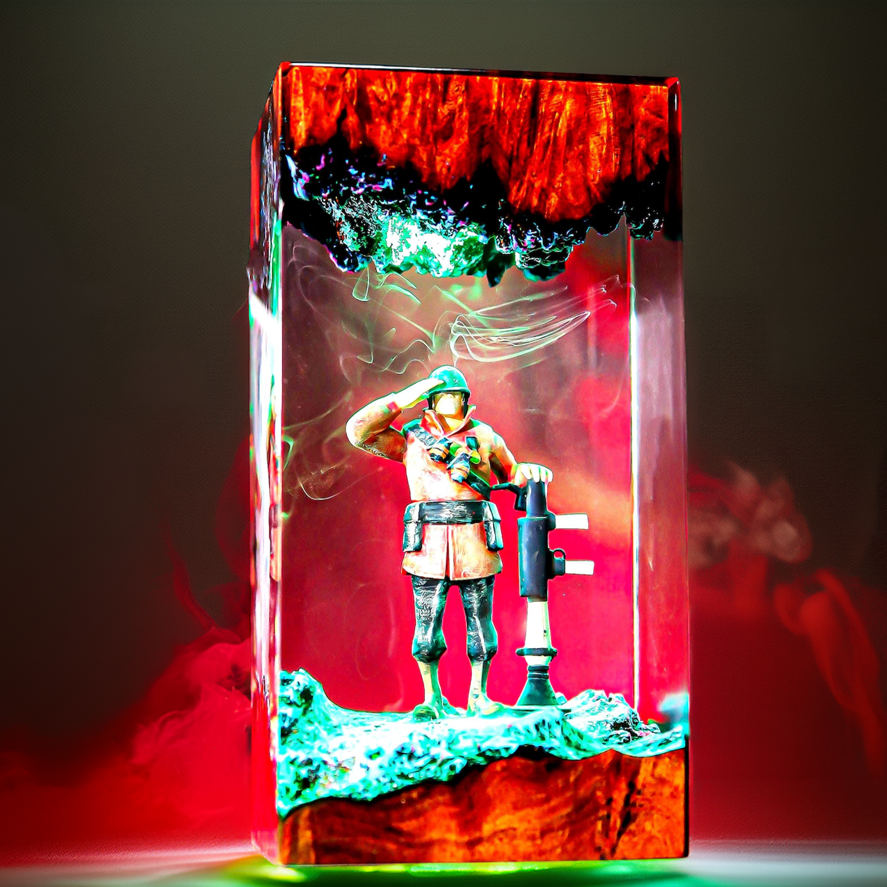 Crimson Rocket Squad Soldier Resin Lamp