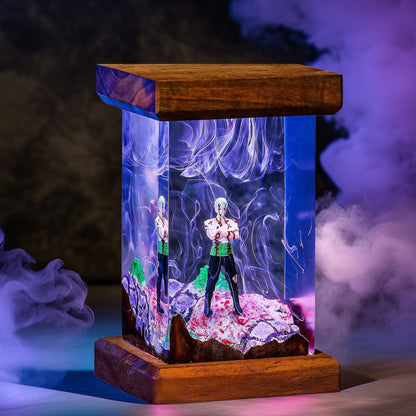 Three Sword Swordsman Resin Lamp 02