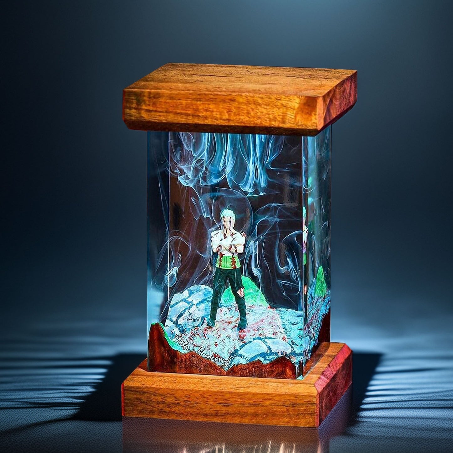 Three Sword Swordsman Resin Lamp 02