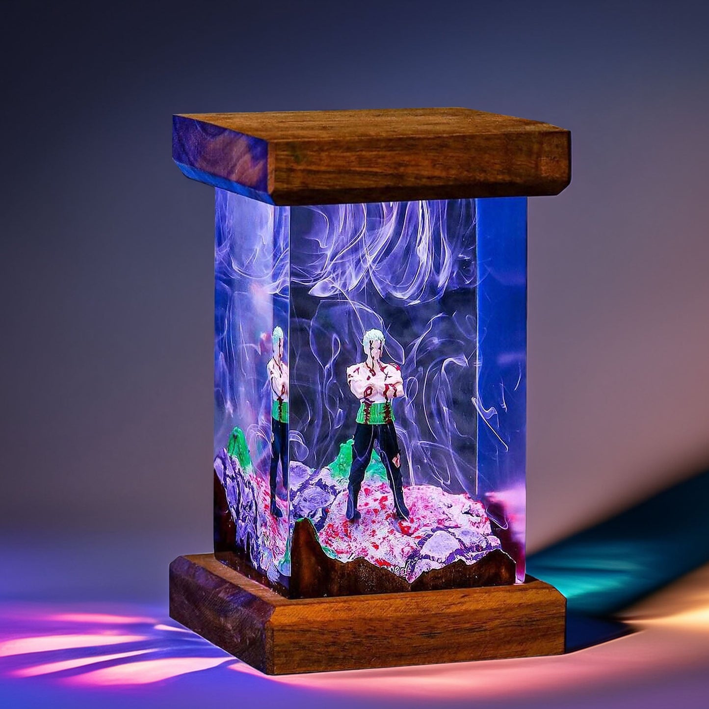 Three Sword Swordsman Resin Lamp 02