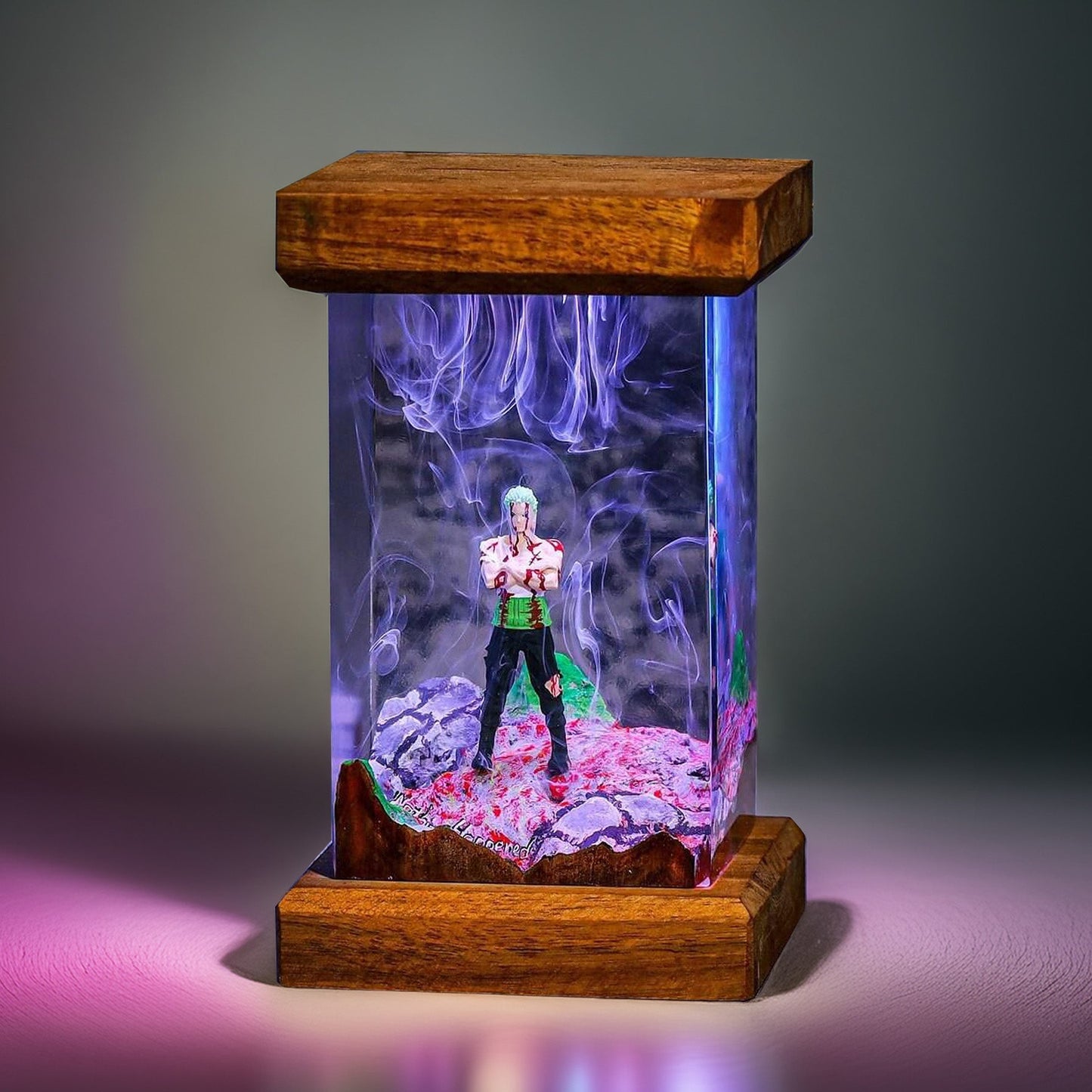 Three Sword Swordsman Resin Lamp 02