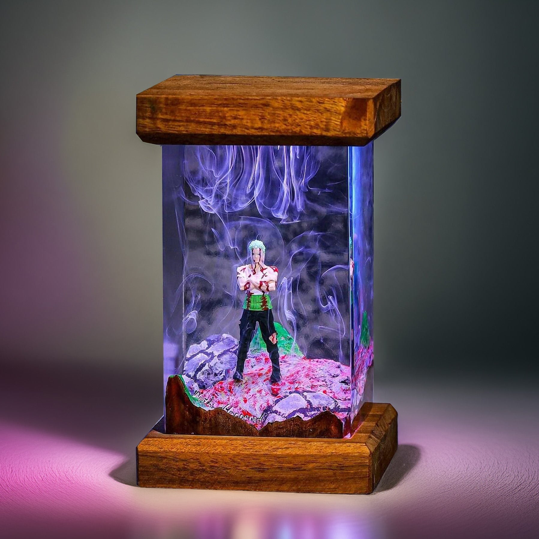 Three Sword Swordsman Resin Lamp 02