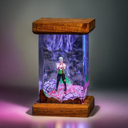 Three Sword Swordsman Resin Lamp 02