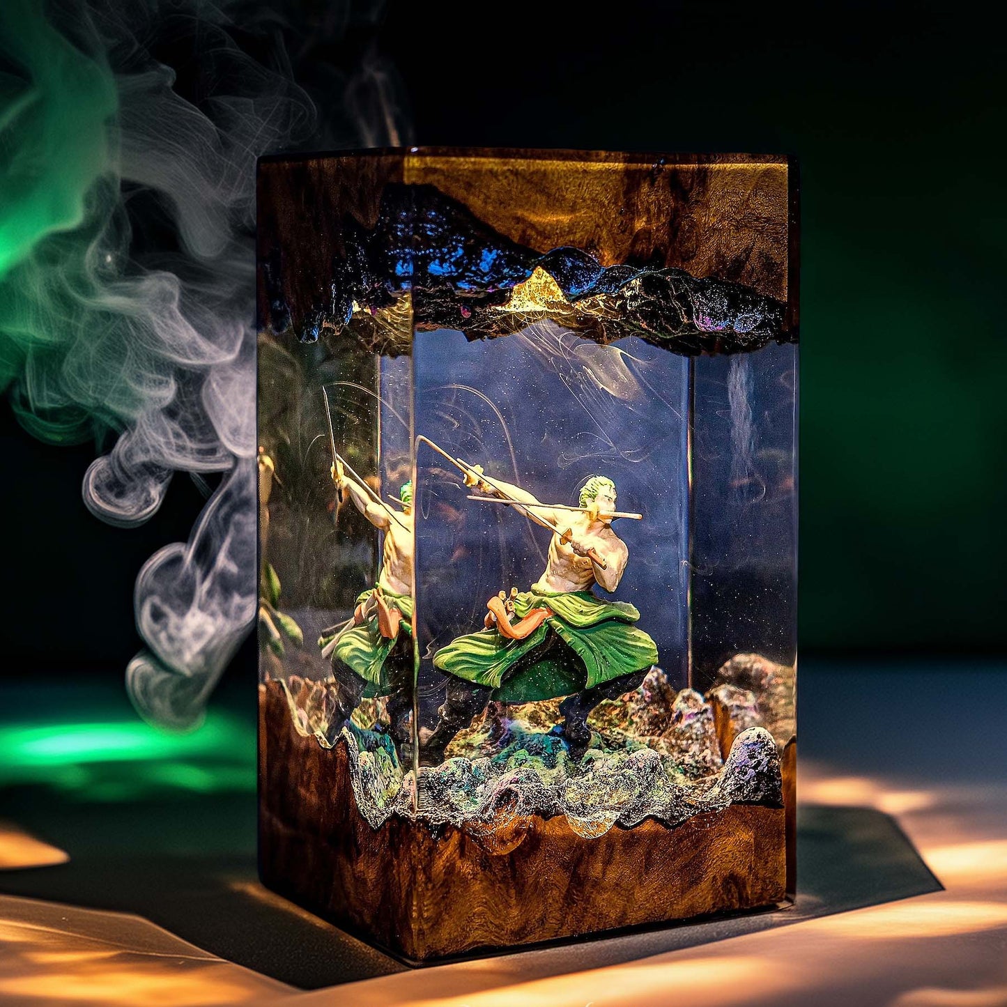Three Sword Swordsman Resin Lamp
