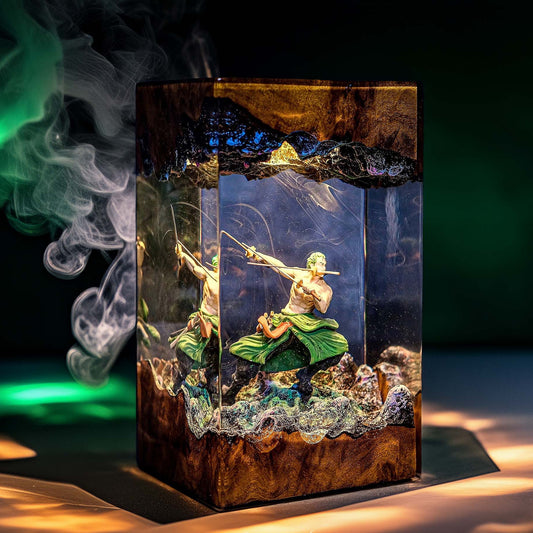 Three Sword Swordsman Resin Lamp