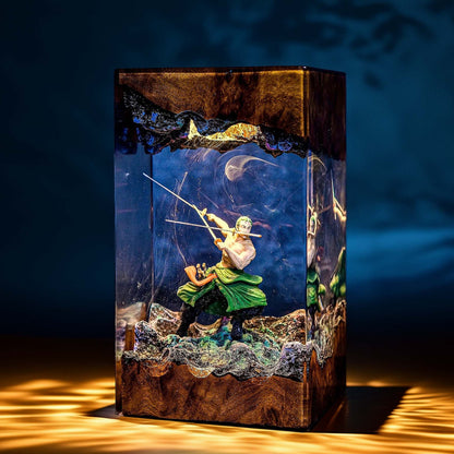 Three Sword Swordsman Resin Lamp