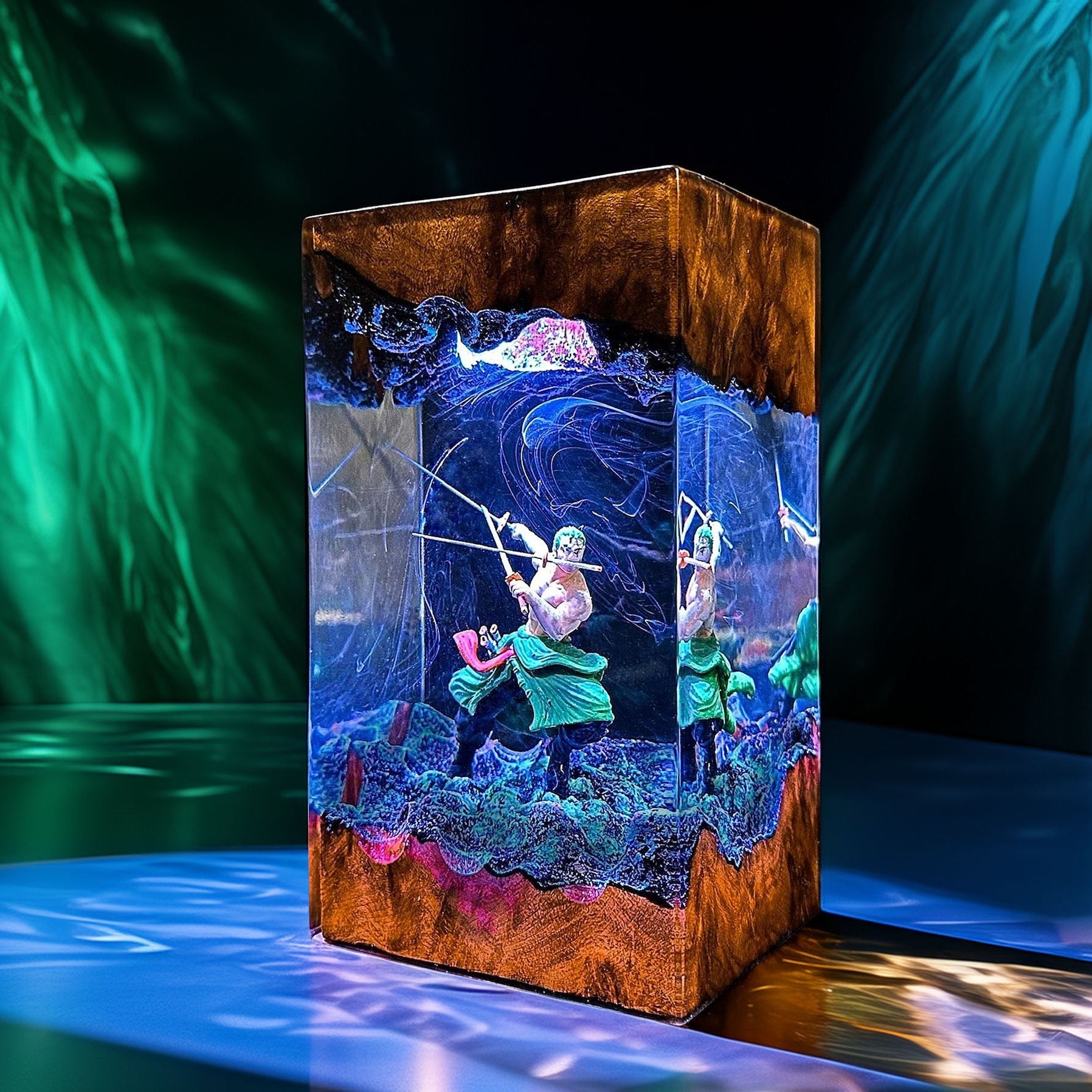 Three Sword Swordsman Resin Lamp