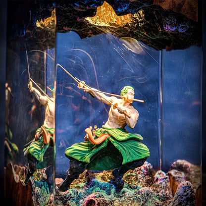 Three Sword Swordsman Resin Lamp