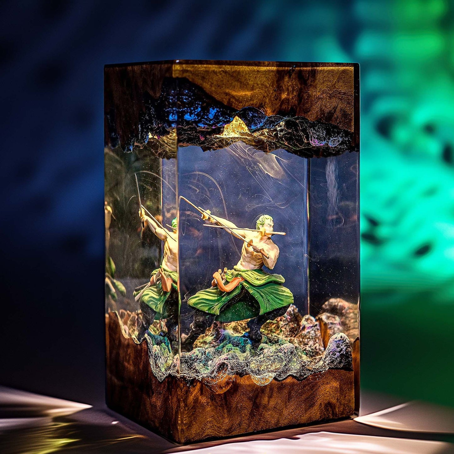 Three Sword Swordsman Resin Lamp