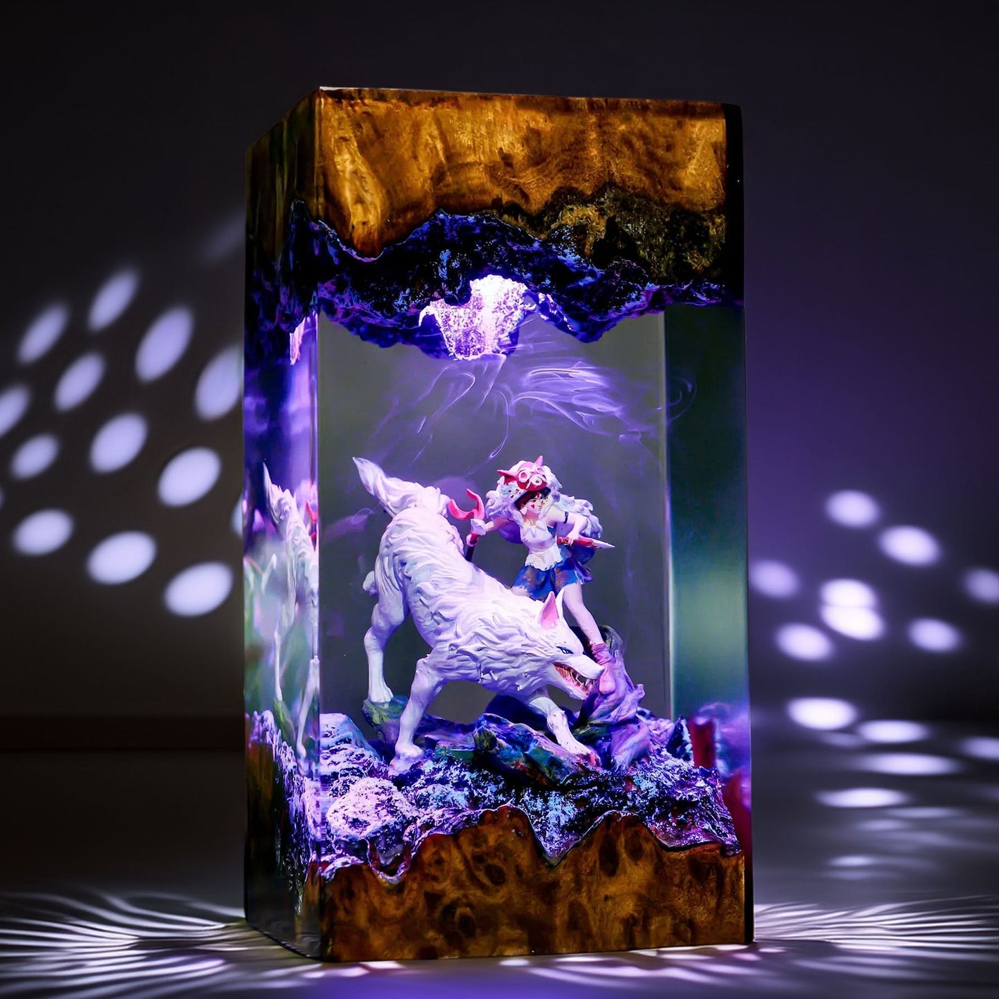 Wild Wolf Princess & Mother Resin Lamp
