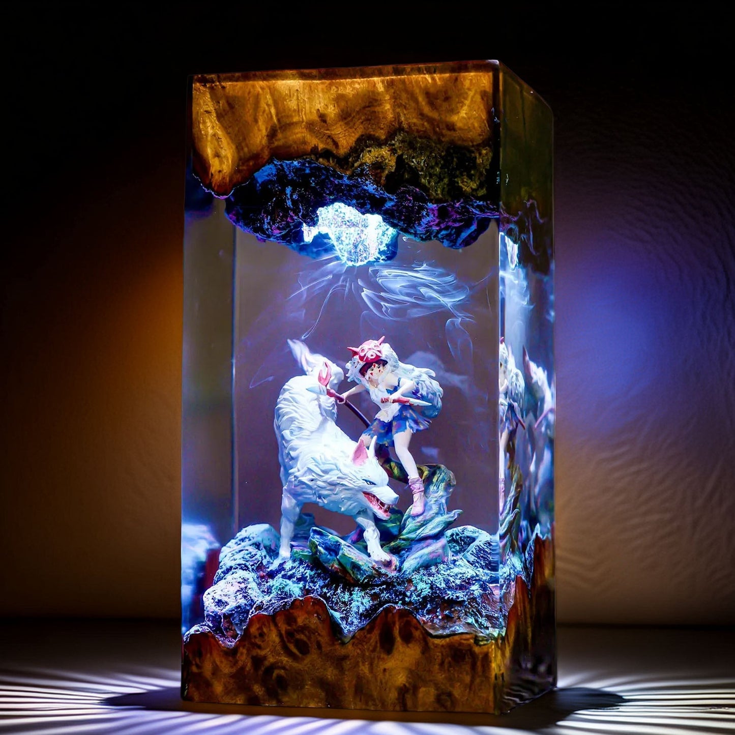 Wild Wolf Princess & Mother Resin Lamp