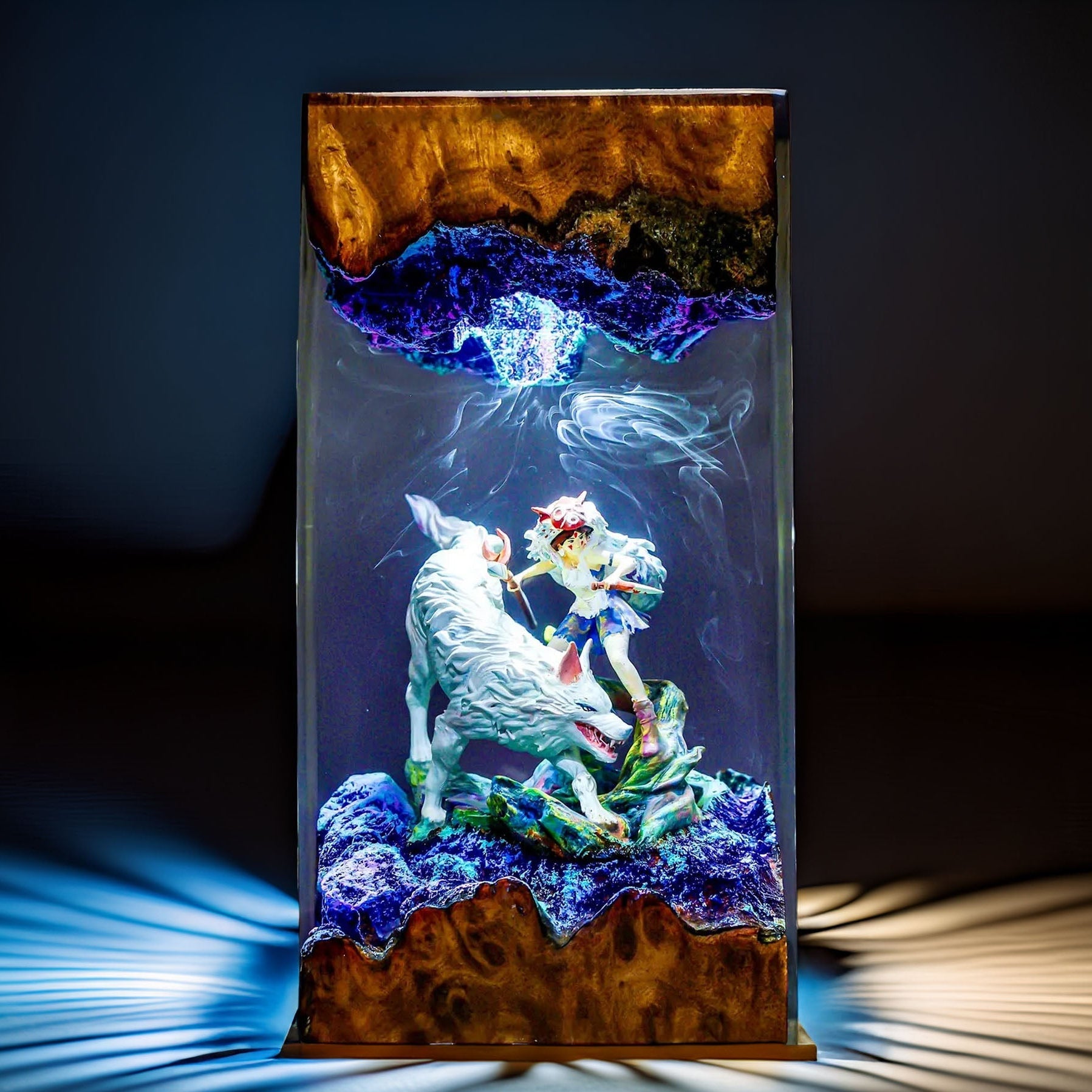 Wild Wolf Princess & Mother Resin Lamp