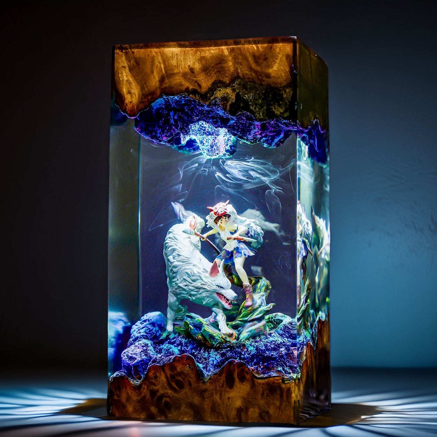 Wild Wolf Princess & Mother Resin Lamp