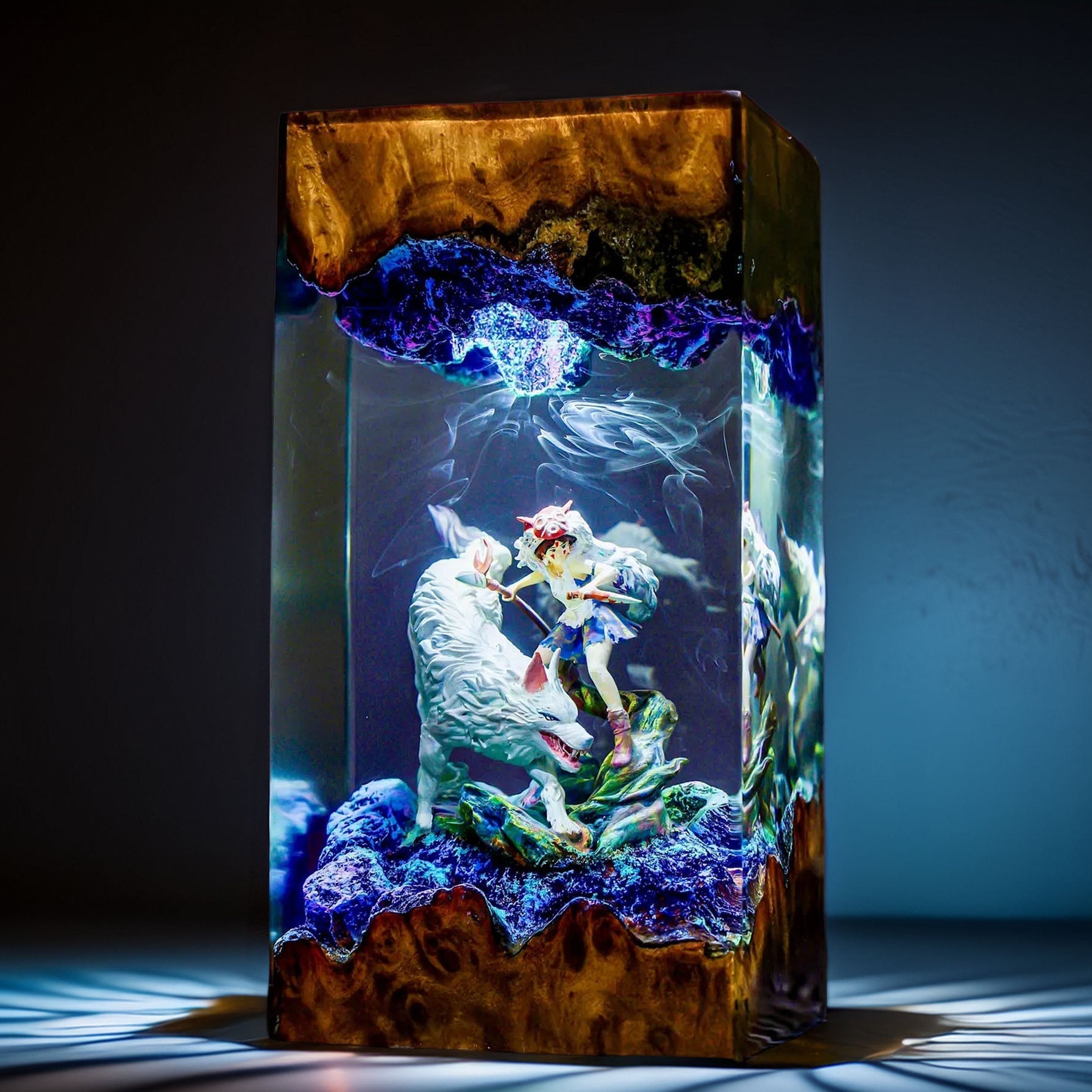 Wild Wolf Princess & Mother Resin Lamp