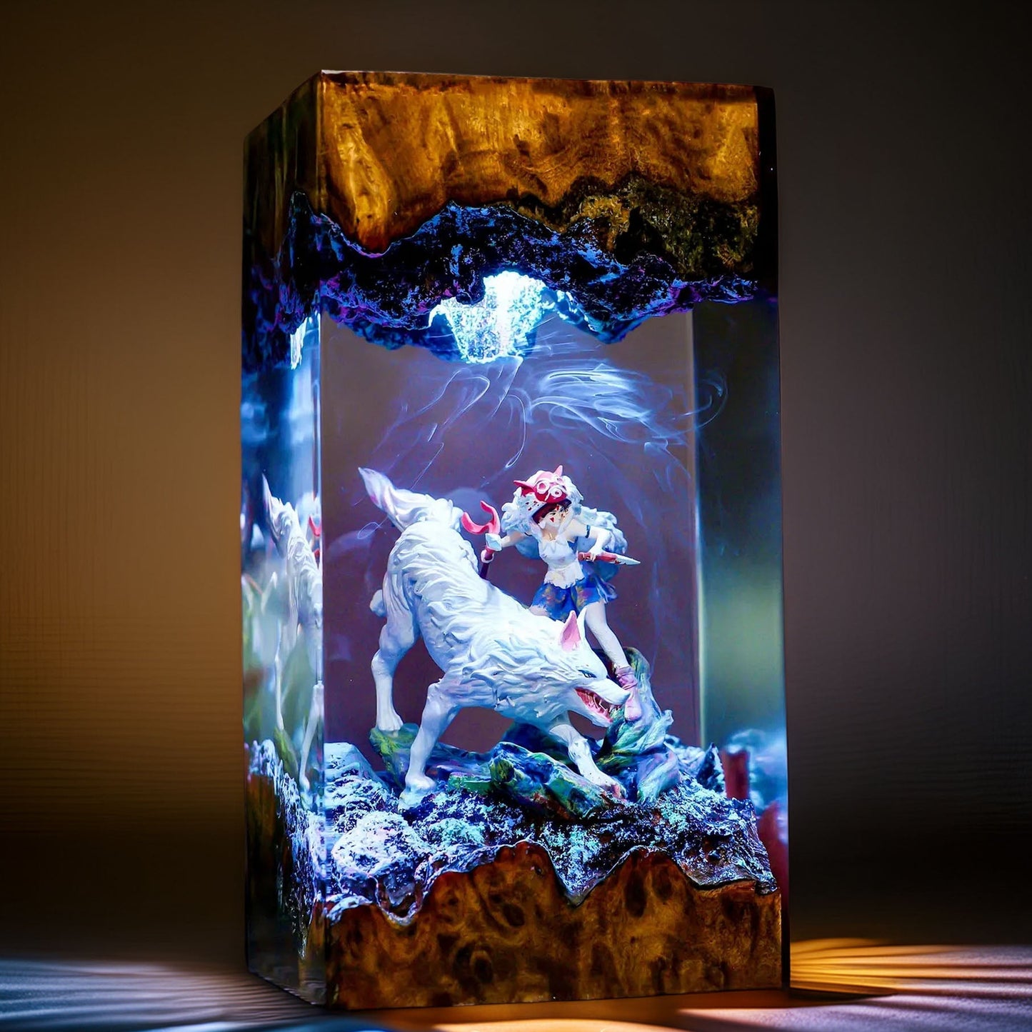 Wild Wolf Princess & Mother Resin Lamp