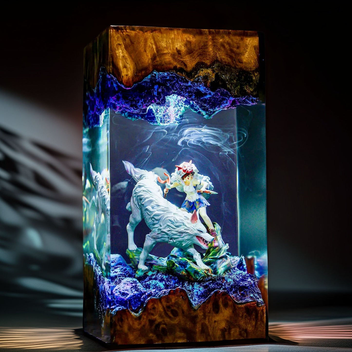 Wild Wolf Princess & Mother Resin Lamp
