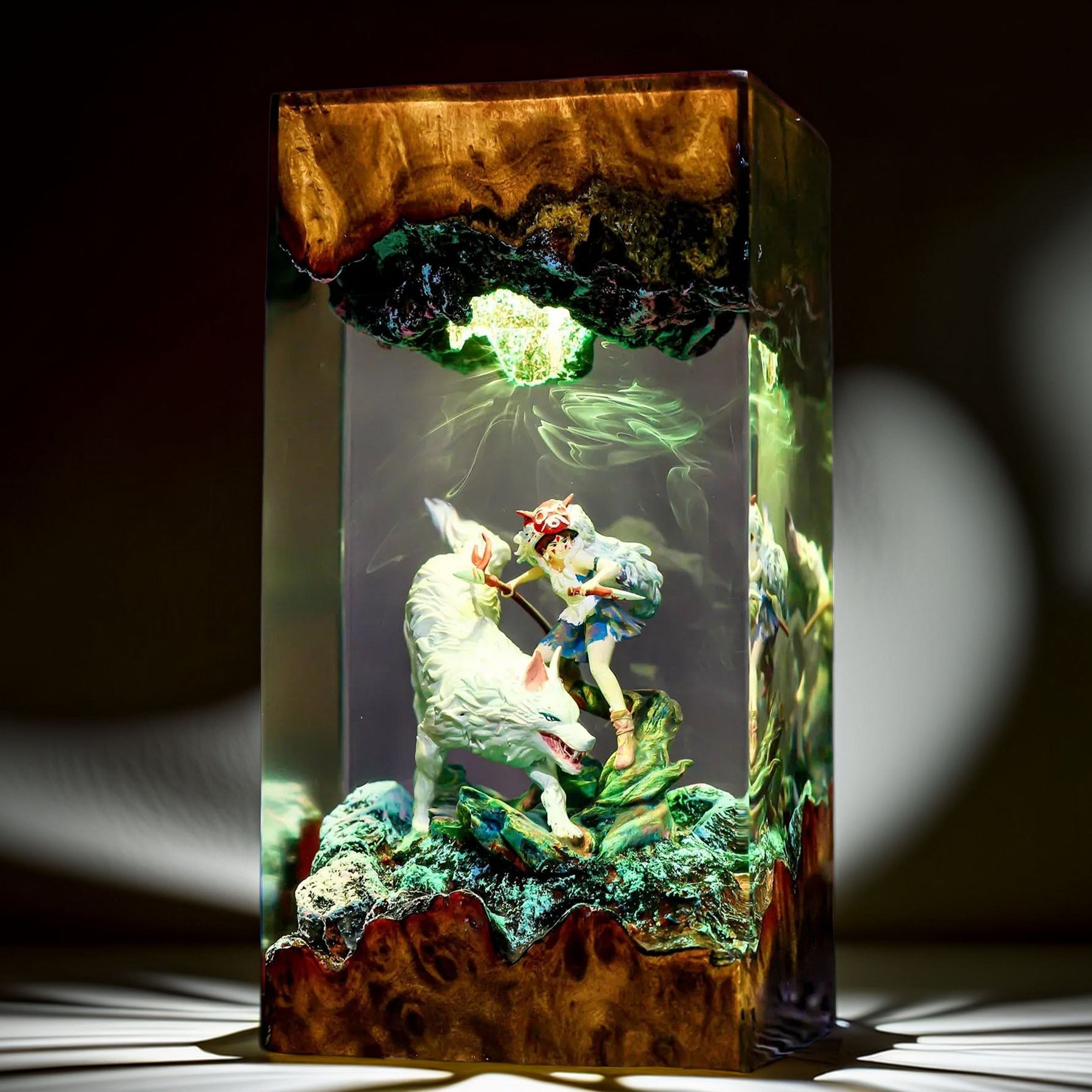 Wild Wolf Princess & Mother Resin Lamp