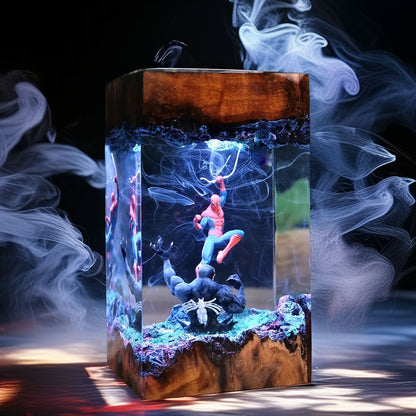 Web-Slinging Vigilante vs Black Slime Predator Beast Resin Lamp