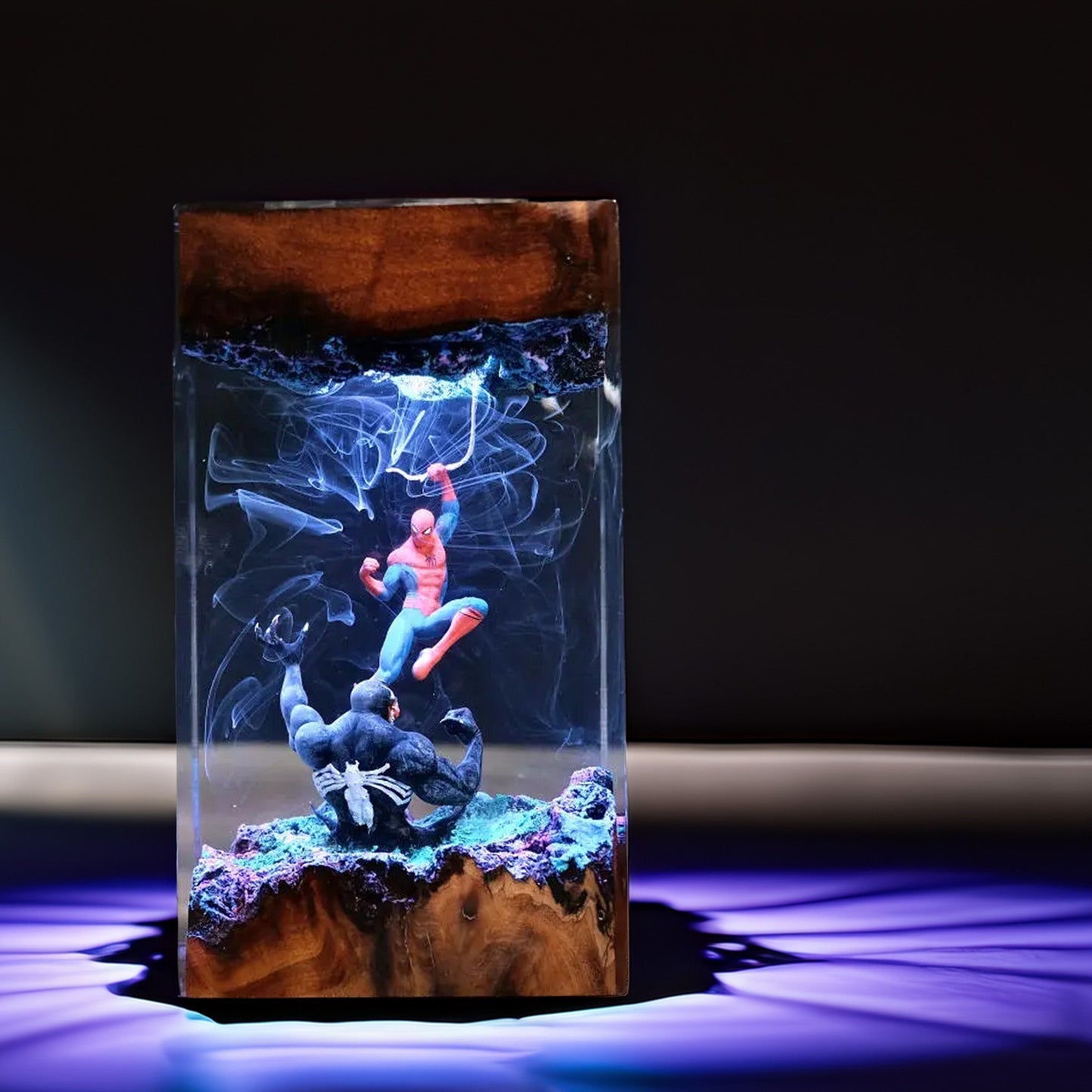 Web-Slinging Vigilante vs Black Slime Predator Beast Resin Lamp