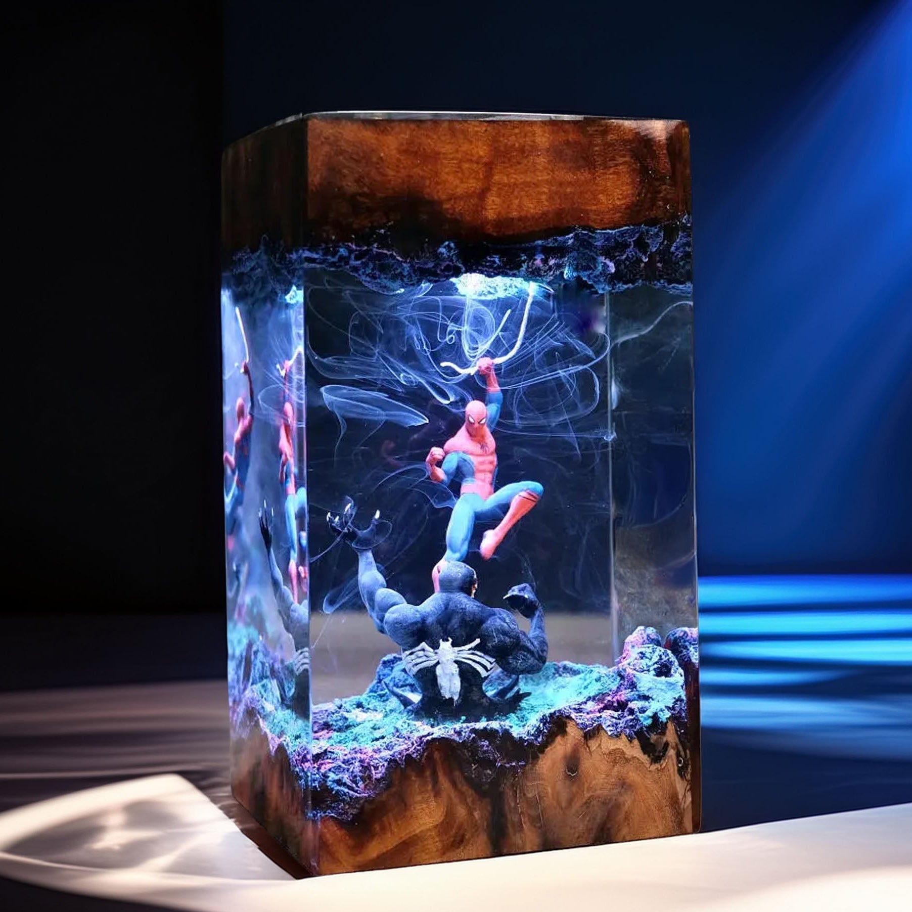 Web-Slinging Vigilante vs Black Slime Predator Beast Resin Lamp