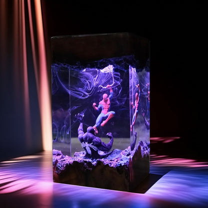 Web-Slinging Vigilante vs Black Slime Predator Beast Resin Lamp