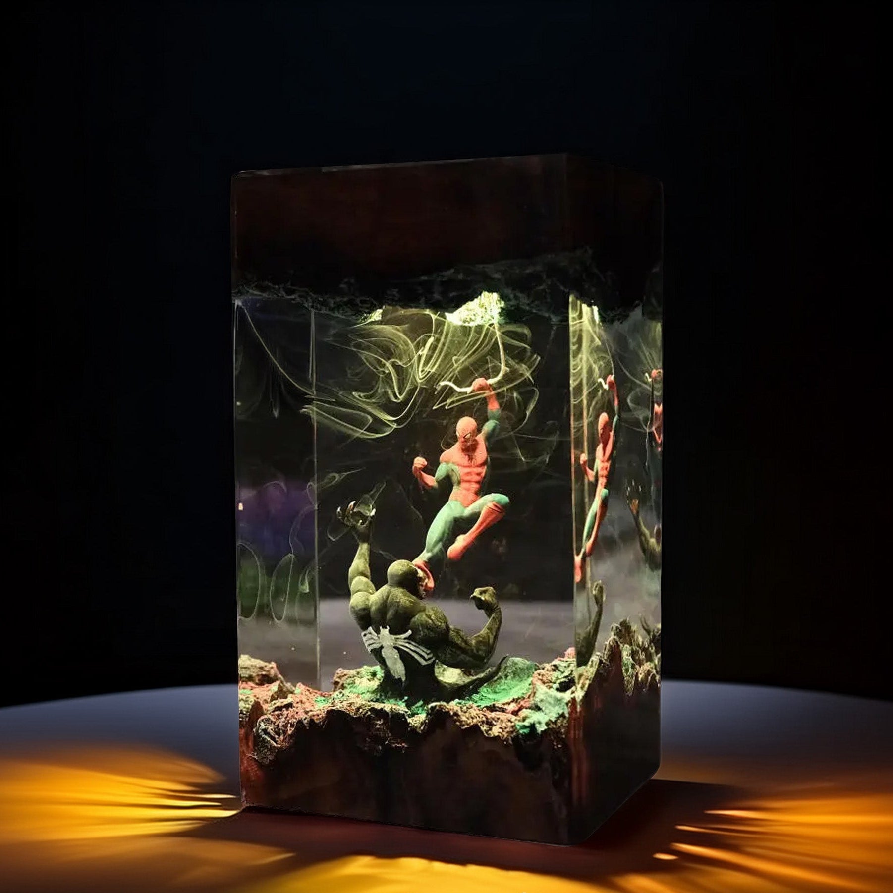 Web-Slinging Vigilante vs Black Slime Predator Beast Resin Lamp