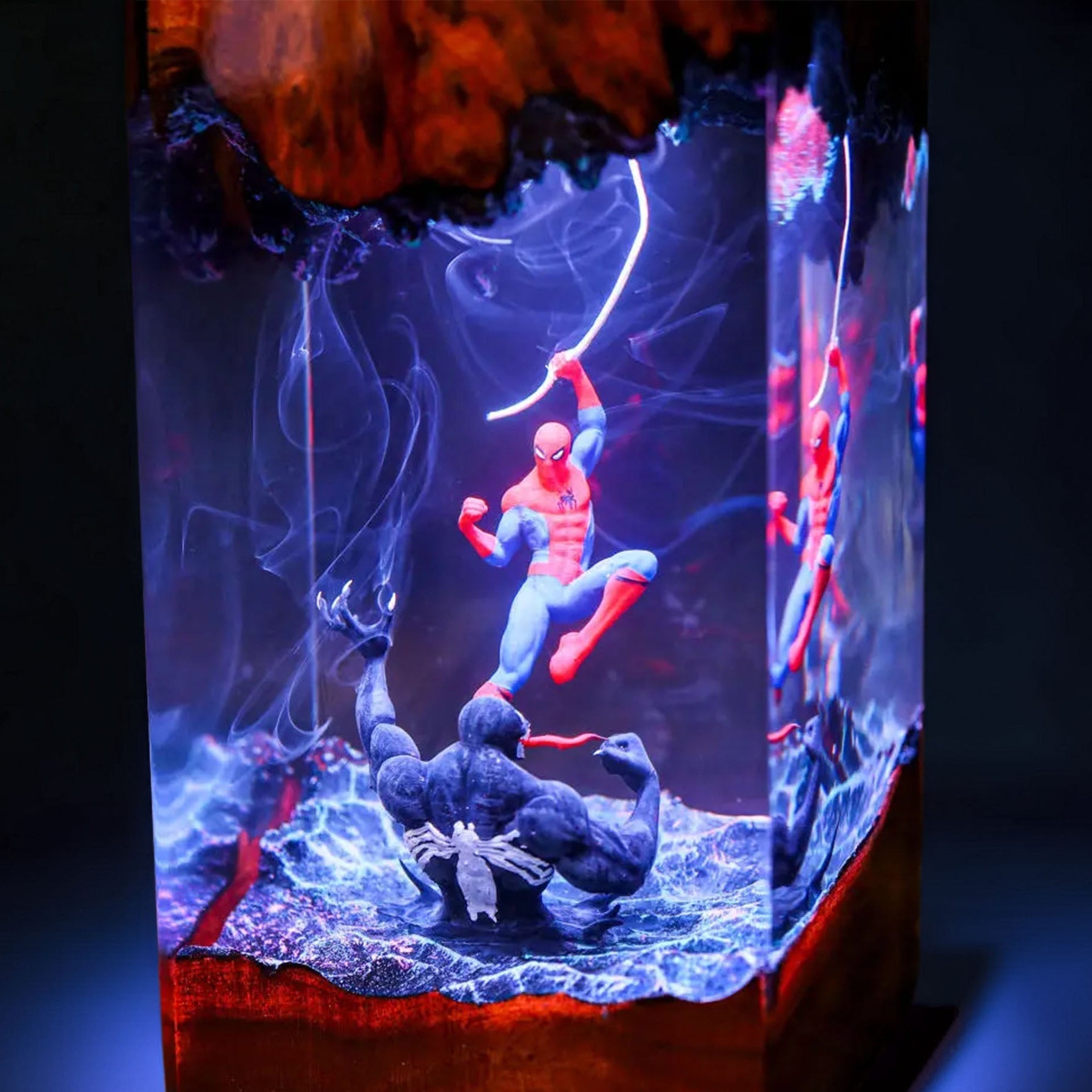 Web-Slinging Vigilante vs Black Slime Predator Beast Resin Lamp