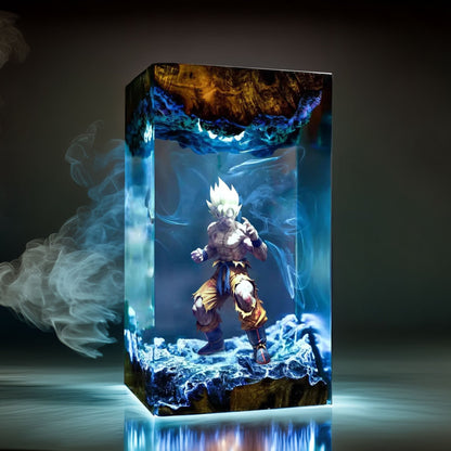 Golden Cosmic Warrior Resin Lamp
