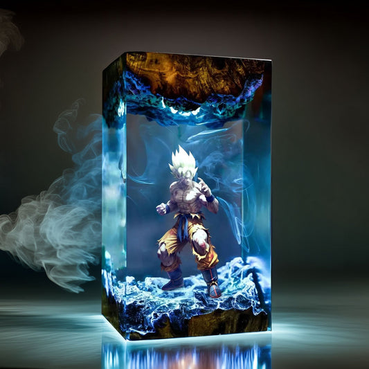 Golden Cosmic Warrior Resin Lamp