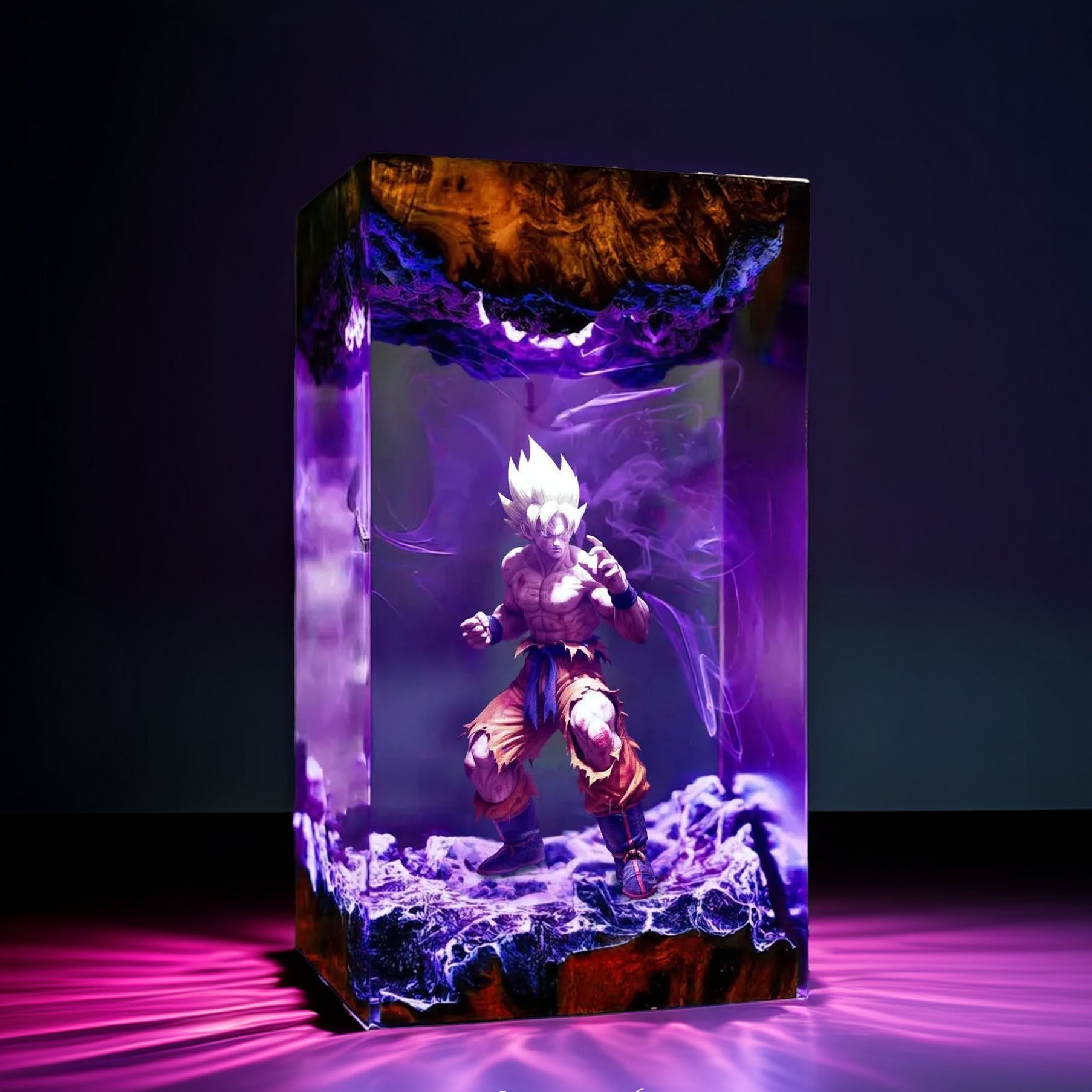 Golden Cosmic Warrior Resin Lamp