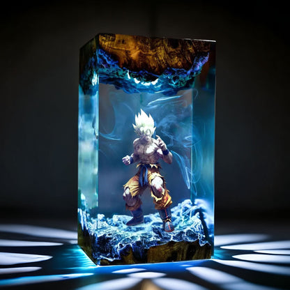 Golden Cosmic Warrior Resin Lamp