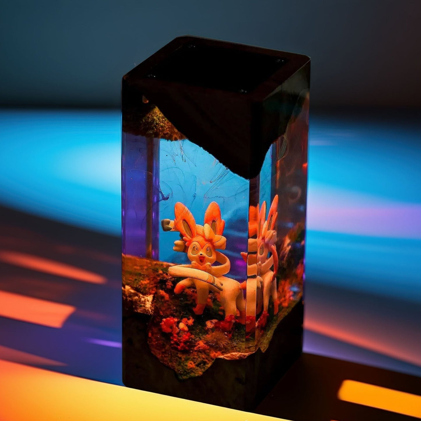 Pink Ribbon Fairy Fox Fairy Bloom Resin Lamp