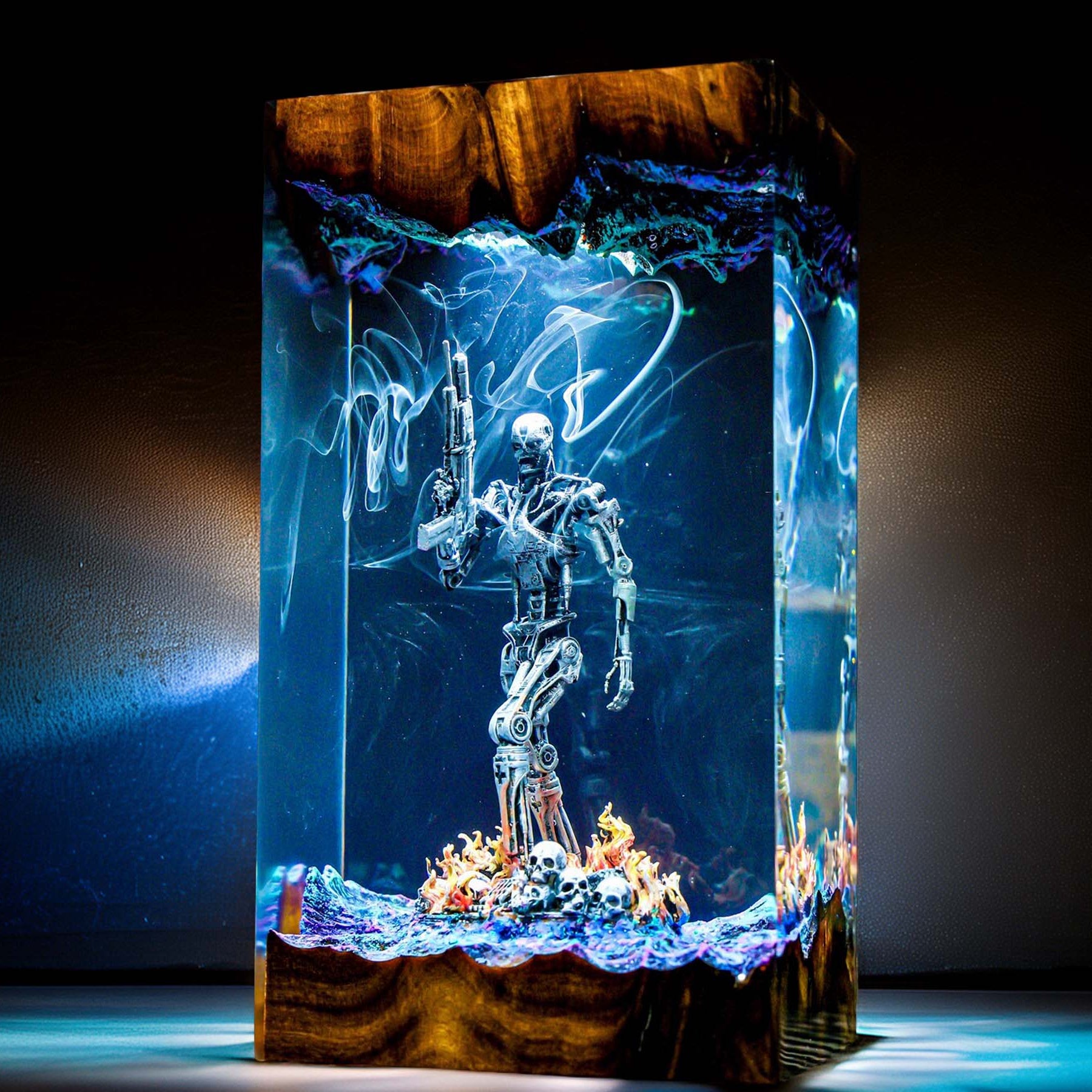 Cybernetic Metal Skeleton Resin Lamp