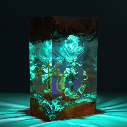 Sun Breath Swordsman And Bamboo Mouth Maiden Resin Lamp