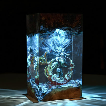 Sun Breath Swordsman And Bamboo Mouth Maiden Resin Lamp