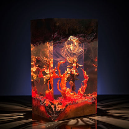 Sun Breath Swordsman And Bamboo Mouth Maiden Resin Lamp