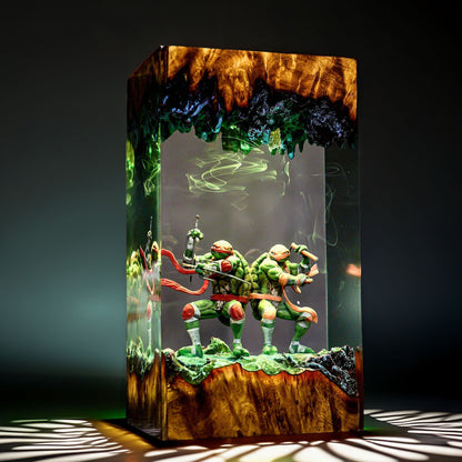 Red & Orange Shell Warriors Resin Lamp