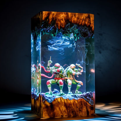 Red & Orange Shell Warriors Resin Lamp