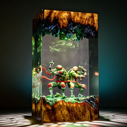 Red & Orange Shell Warriors Resin Lamp
